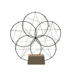 5 små ringe LED-dekorationslampe, med træfod