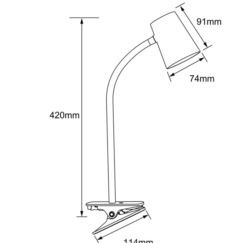 Adda LED-bordlampe med klemme hvid dæmpes i 3 trin
