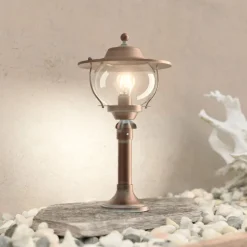 Adessora sokkellampe, messing, glas, højde 48 cm