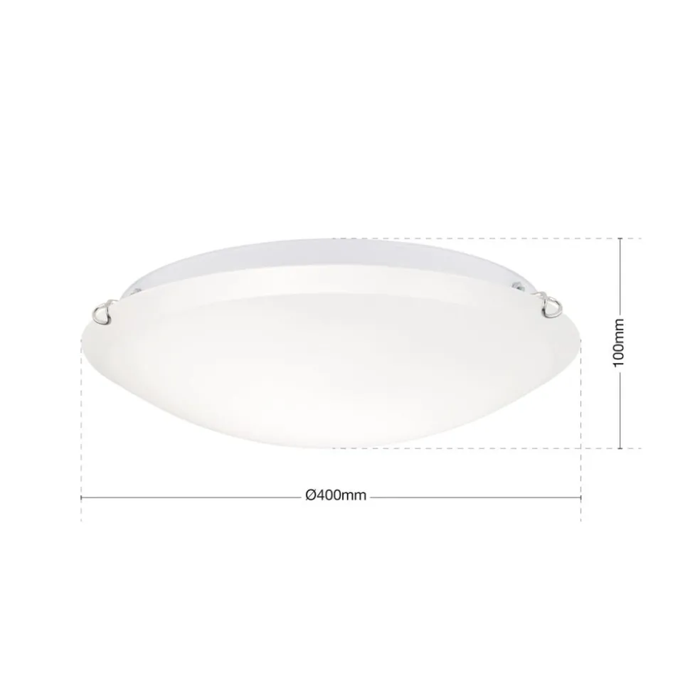 Agada loftslampe, opalglas, krom, 40 cm