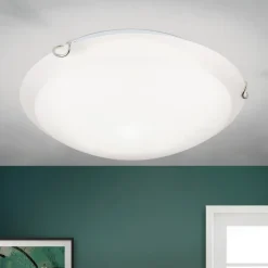 Agada loftslampe, opalglas, krom, 30 cm