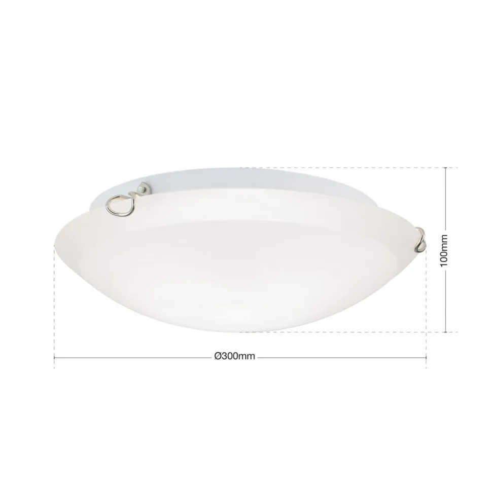Agada loftslampe, opalglas, krom, 30 cm