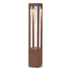 Agra LED-gadelampe, rustbrun, aluminium/glas, højde 65 cm