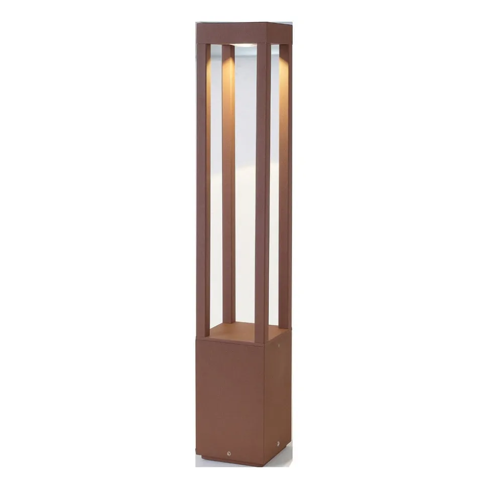 Agra LED-gadelampe, rustbrun, aluminium/glas, højde 65 cm