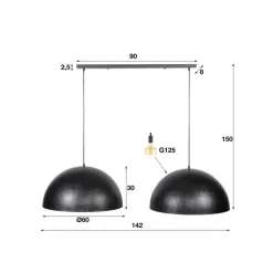 Akardien hængelampe, 2 lyskilder