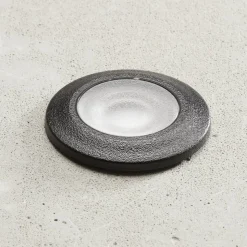 Aldo LED indbygningslampe, rund sort/klar 3.000 K