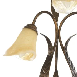 Alga bordlampe, 3 lyskilder, jern, glas, florentinsk