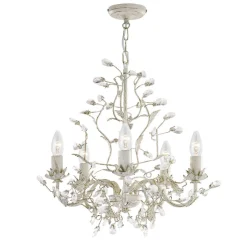 Almandite lysekrone, 5 lyskilder, creme, guld