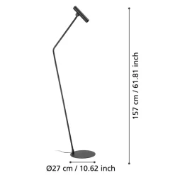 Almudaina LED-gulvlampe, sort, højde 157 cm, stål