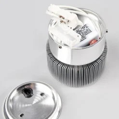 Aluminiumsfarvet udendørsvæglampe Lennias med LED