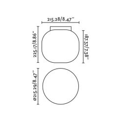 Amelia loftlampe til bad, sort/opal, glas, Ø 21,5 cm