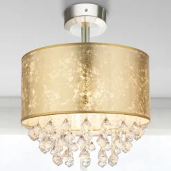 Amy loftlampe med akrylkrystaller, bladguld