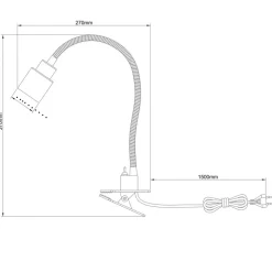 Andres bordlampe med klemme, fleksibel hals, sort