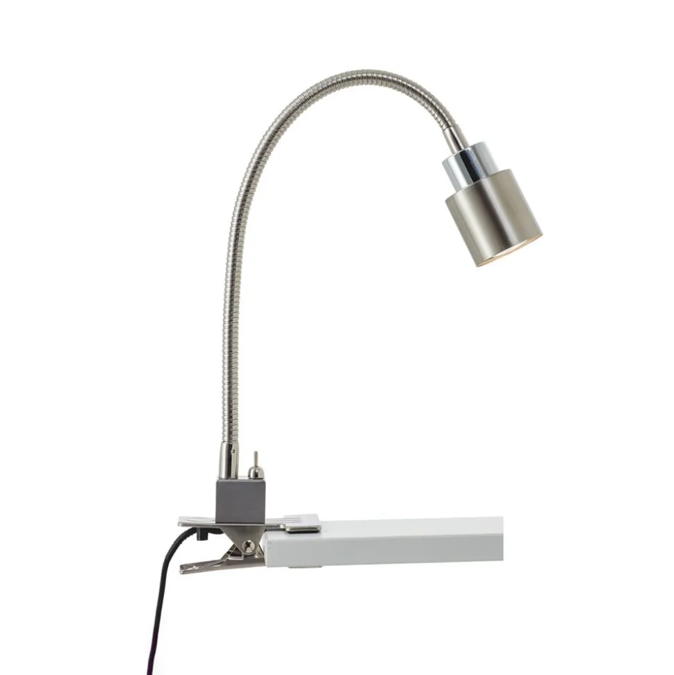Andres bordlampe med klemme, fleksibel hals nikkel