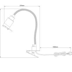 Andres bordlampe med klemme, fleksibel hals nikkel