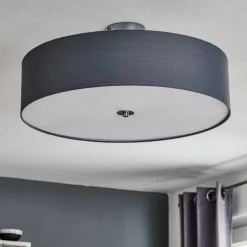 Andria loftslampe i tekstil, 60 cm, lysegrå