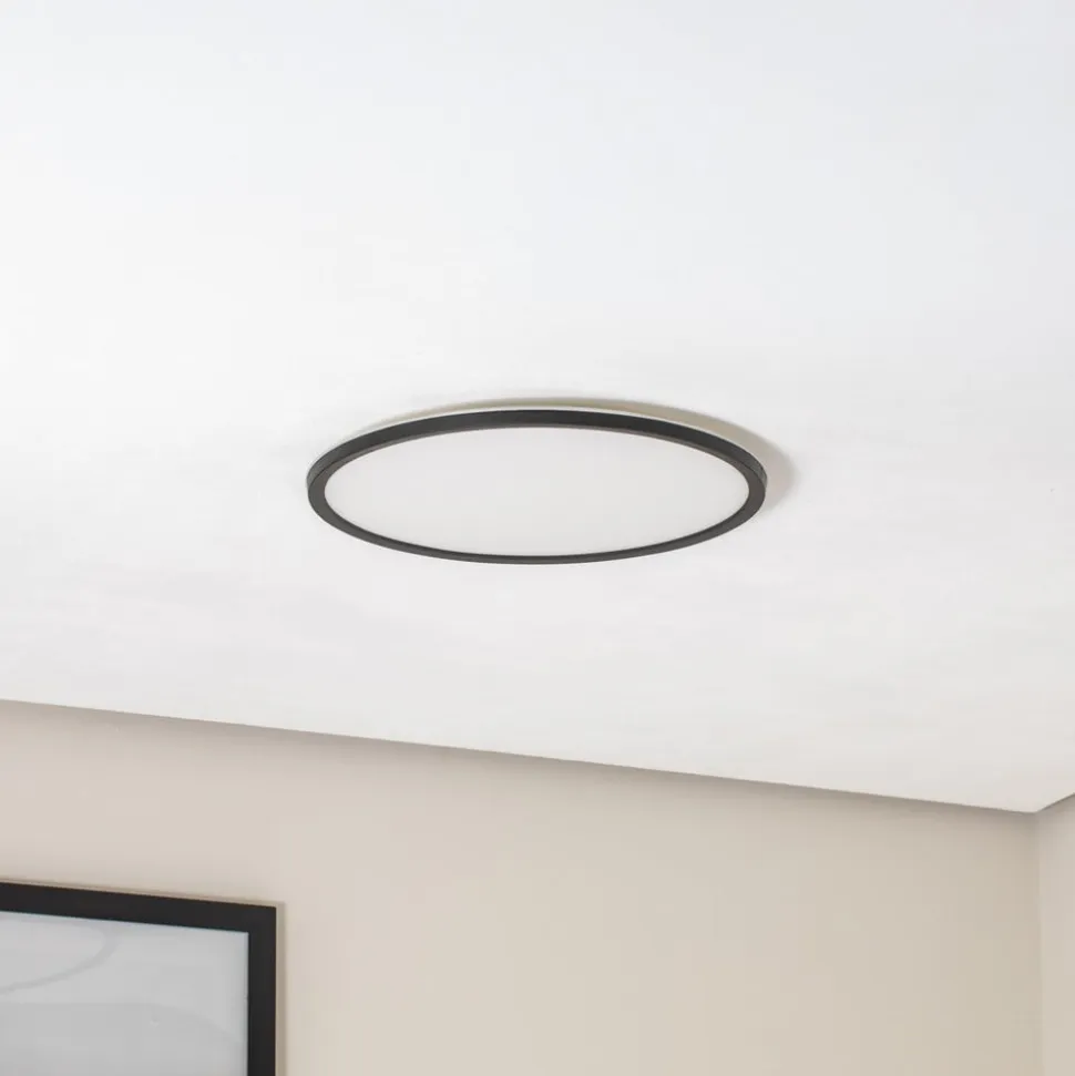 Aqua LED-panel, Ø 40 cm, sort, metal/plast, CCT dæmpbar