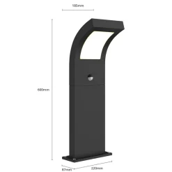 Arcchio Advik LED-vejlampe, 60 cm, antracit, sensor, IP54