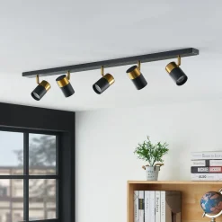 Arcchio Evaro spot, guldring bagtil, 5 lyskilder