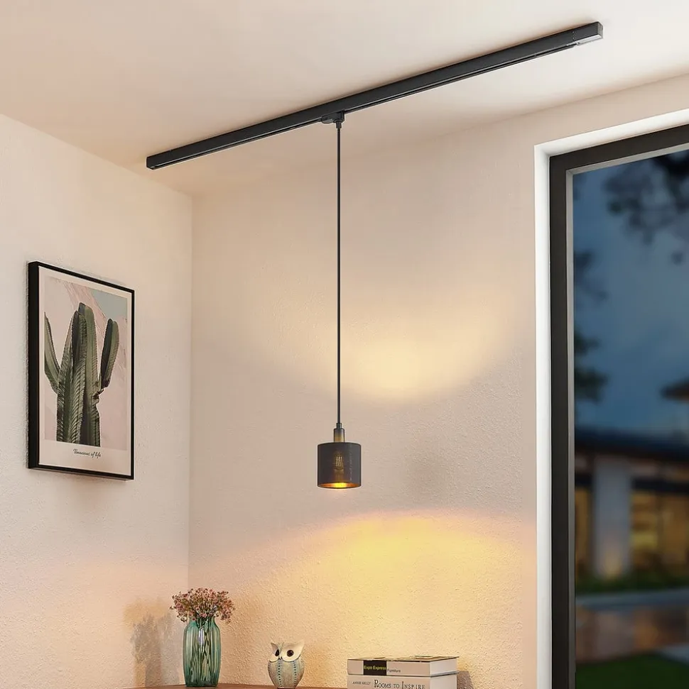 Arcchio Heleni hængelampe, skinne, sort guld 12cm