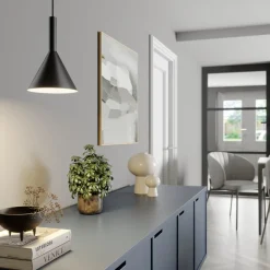 Arcchio hængelampe Tadej, sort-hvid, Ø 19 cm, metal, E27