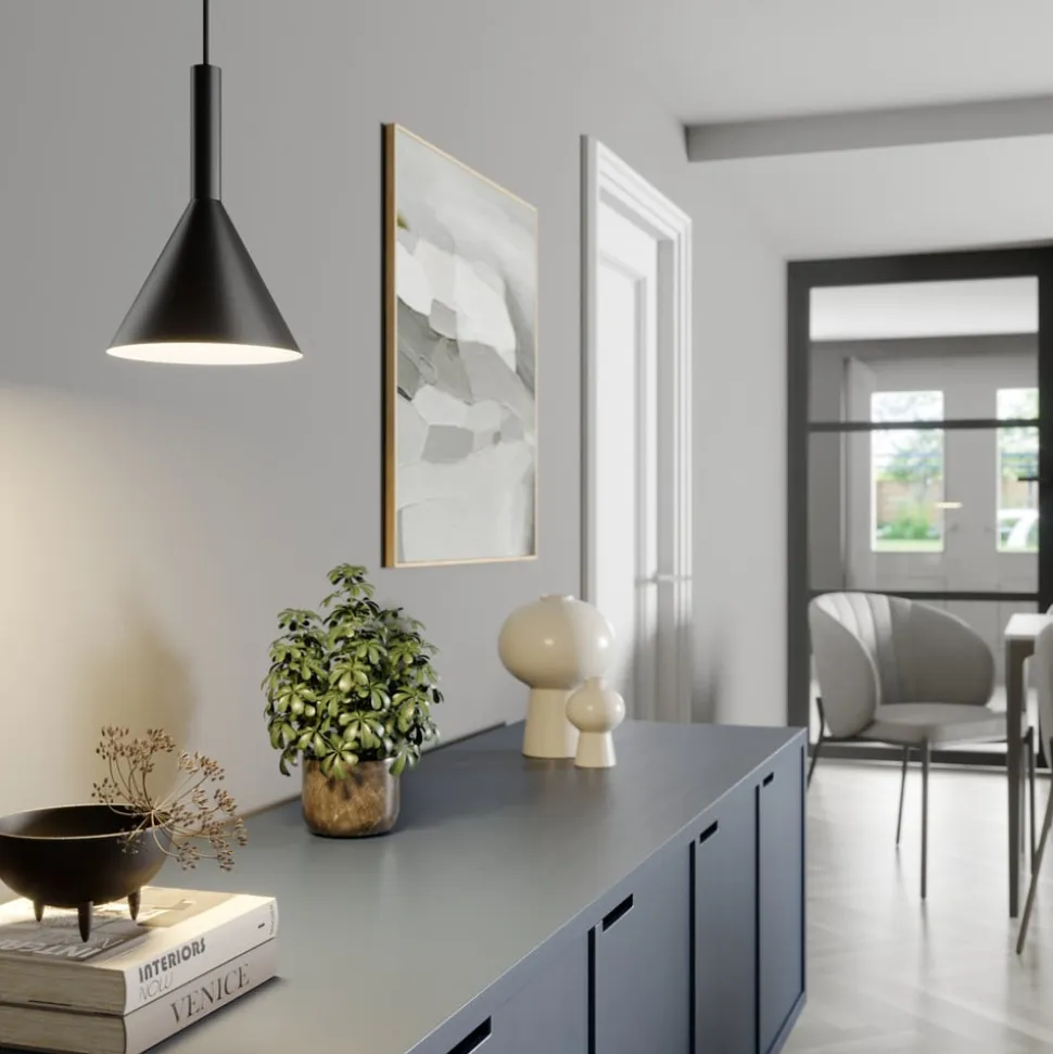 Arcchio hængelampe Tadej, sort-hvid, Ø 19 cm, metal, E27