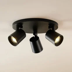 Arcchio Iavo-loftspot, rund, 3 lyskilder, sort