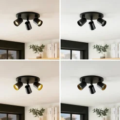 Arcchio Iavo-loftspot, rund, 3 lyskilder, sort