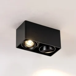 Arcchio Kubika downlight, 19 cm, sort, 2 lyskilder, metal