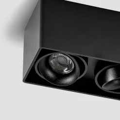 Arcchio Kubika downlight, 19 cm, sort, 2 lyskilder, metal