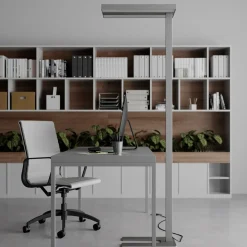 Arcchio LED-gulvlampe Logan Basic, sølv, 6.000 lm, dæmpbar