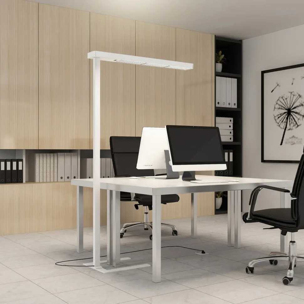 Arcchio LED-gulvlampe til kontor Susi, hvid, sensor, touchdæmper