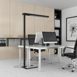 Arcchio LED-gulvlampe til kontor Susi, sæt med 2, sort, sensor