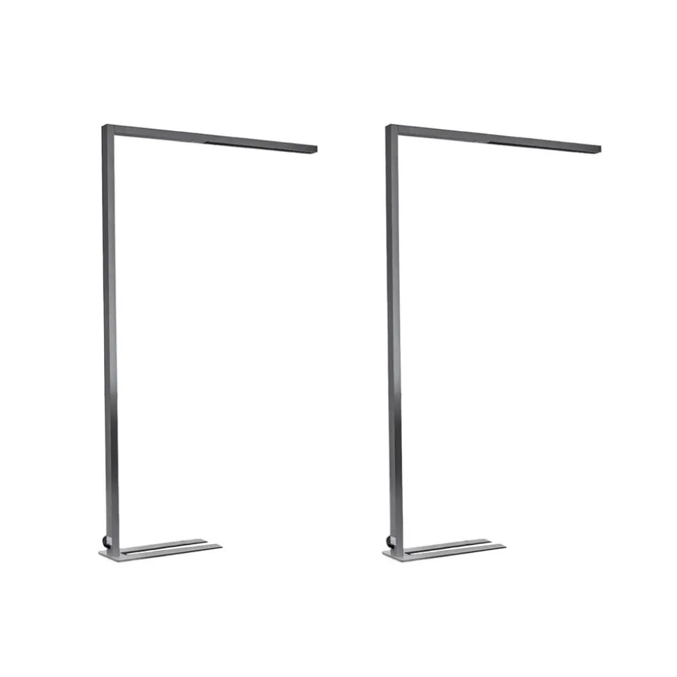 Arcchio LED-gulvlampe til kontor Jolinda, sæt med 2, sølv, 4.000 K