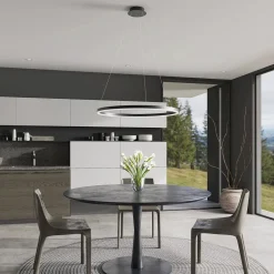 Arcchio LED-hængelampe Albiona, sort, 1 ring, Ø 80 cm