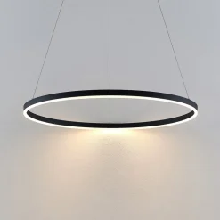 Arcchio LED-hængelampe Albiona, sort, 1 ring, Ø 80 cm