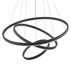 Arcchio LED-hængelampe Albiona, sort, 3 ringe, Ø 80 cm