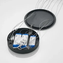 Arcchio LED-hængelampe Albiona, sort, 3 ringe, Ø 80 cm