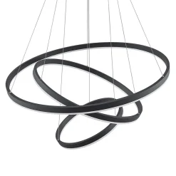 Arcchio LED-hængelampe Albiona, sort, 3 ringe, Ø 80 cm