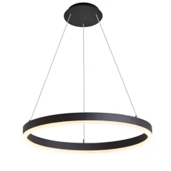 Arcchio LED-hængelampe Albiona, sort, 1 ring, Ø 60 cm