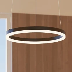 Arcchio LED-hængelampe Albiona, sort, 1 ring, Ø 40 cm