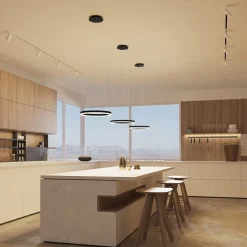 Arcchio LED-hængelampe Albiona, sort, 1 ring, Ø 40 cm