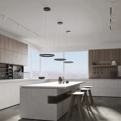 Arcchio LED-hængelampe Albiona, sort, 1 ring, Ø 40 cm