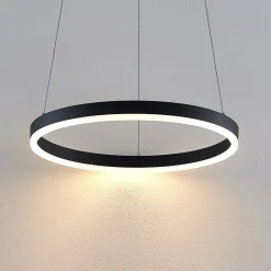 Arcchio LED-hængelampe Albiona, sort, 1 ring, Ø 40 cm