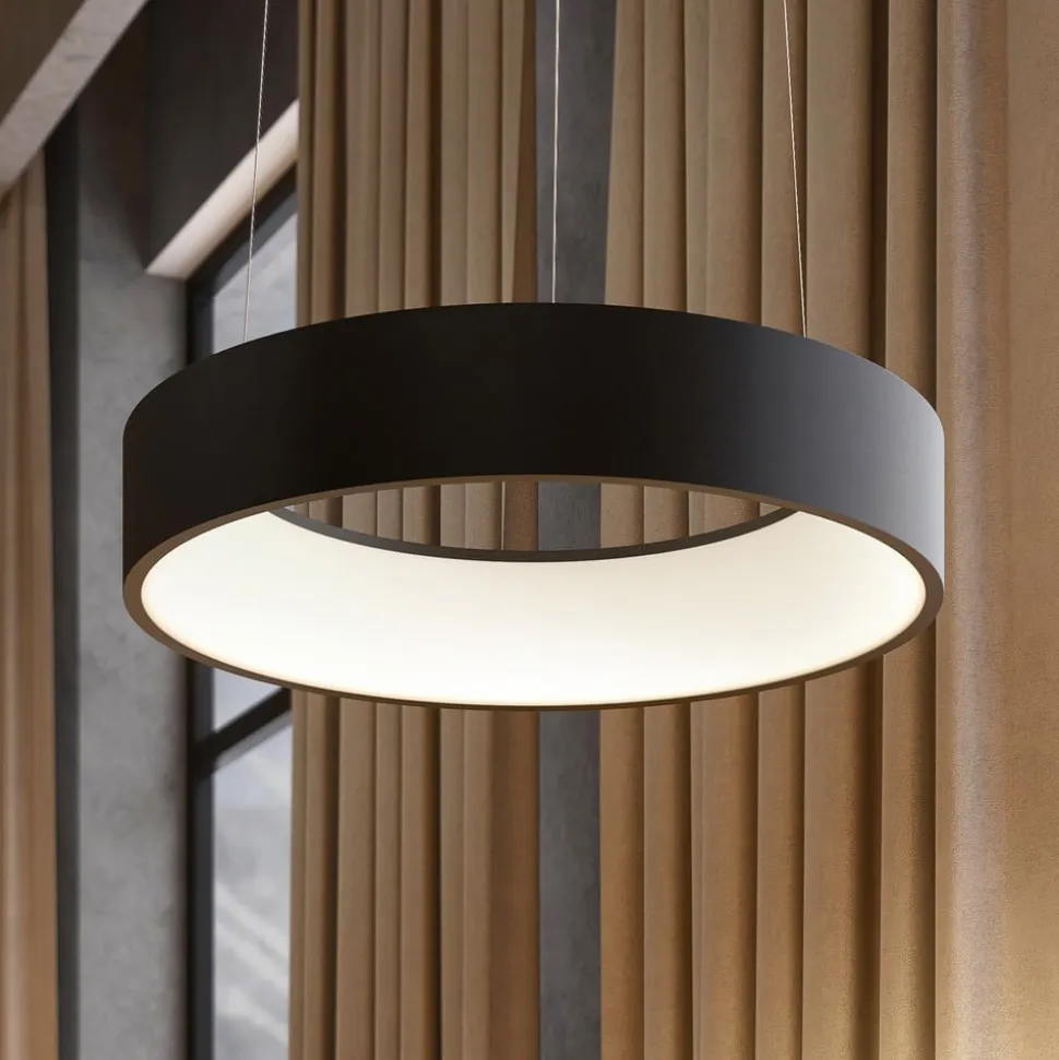 Arcchio LED-hængelampe Aleksi, Ø 45 cm, sort, metal, CCT