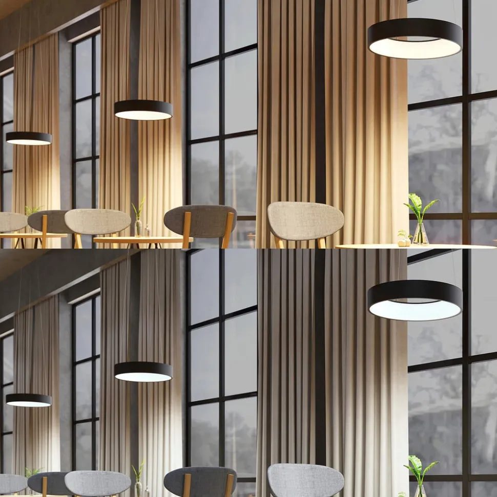 Arcchio LED-hængelampe Aleksi, Ø 45 cm, sort, metal, CCT