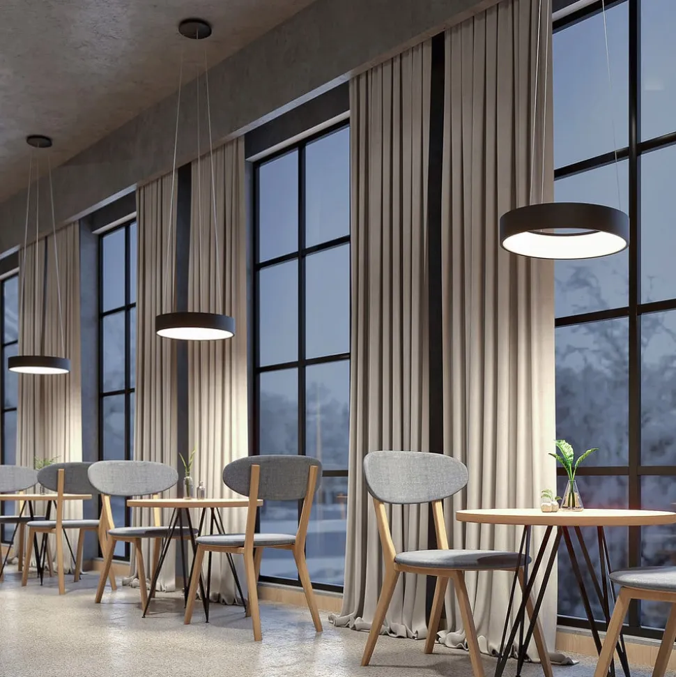 Arcchio LED-hængelampe Aleksi, Ø 45 cm, sort, metal, CCT