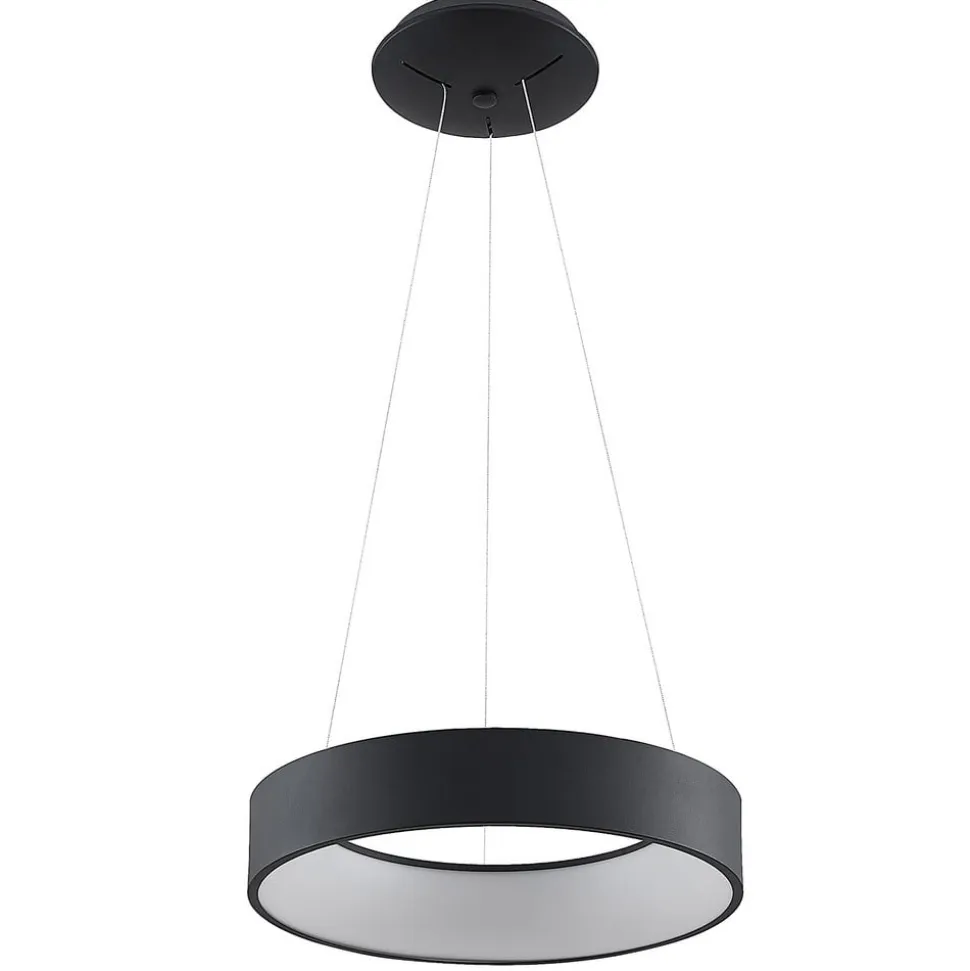 Arcchio LED-hængelampe Aleksi, Ø 45 cm, sort, metal, CCT