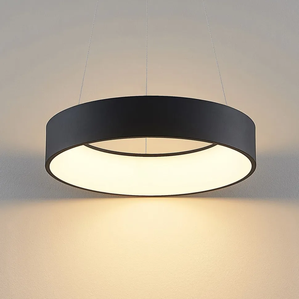 Arcchio LED-hængelampe Aleksi, Ø 45 cm, sort, metal, CCT