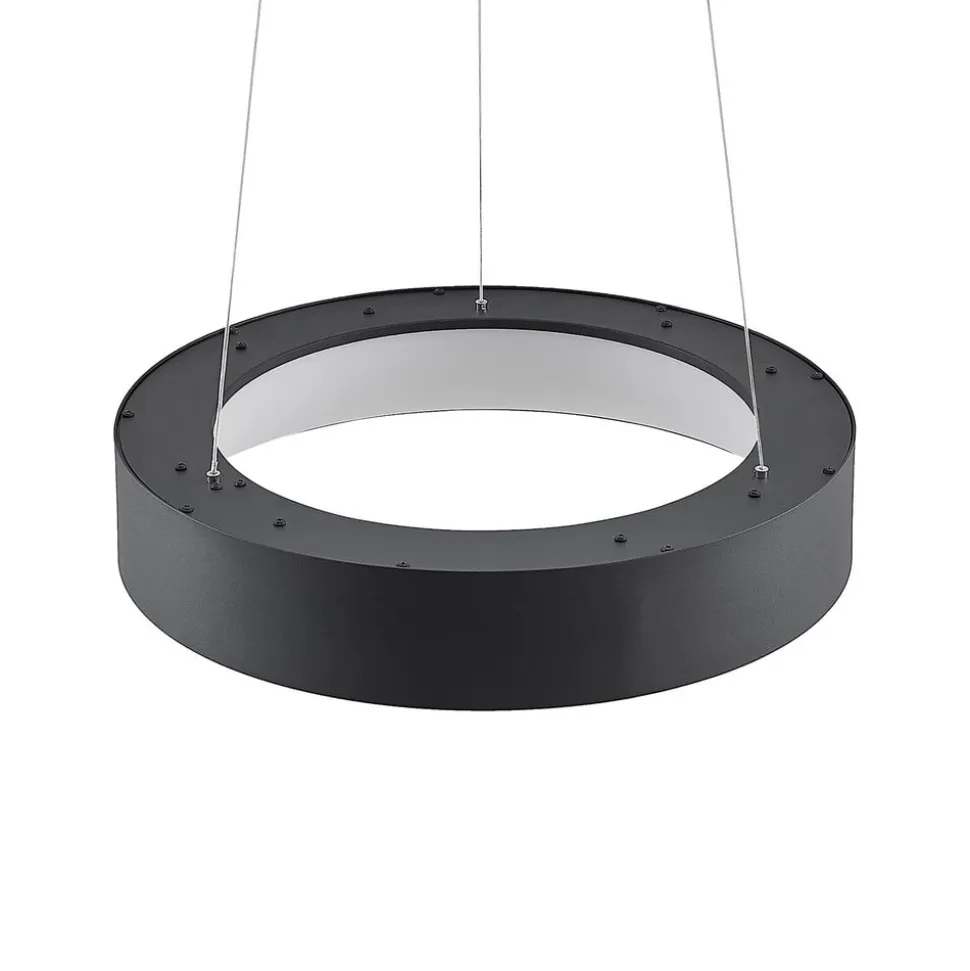 Arcchio LED-hængelampe Aleksi, Ø 45 cm, sort, metal, CCT